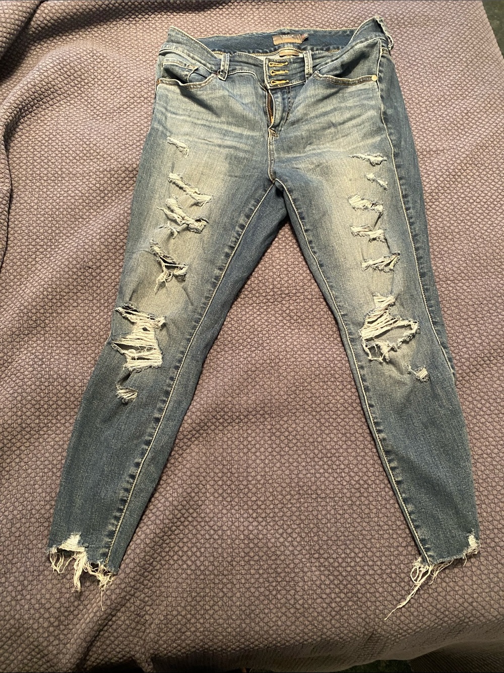 torrid Distressed Skinny Jeans in Washed Blue